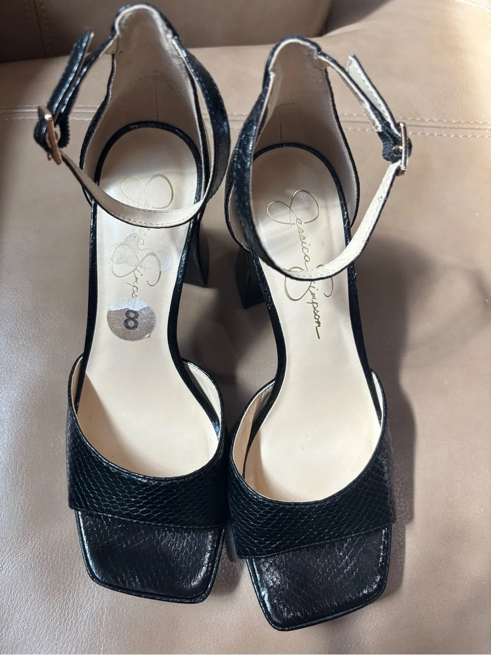 Jessica Simpson Black Ankle-Strap Platform Heels 3.5 inch heels
